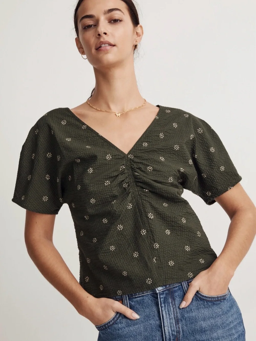 Madewell Voile Puff-Sleeve Top in Floral